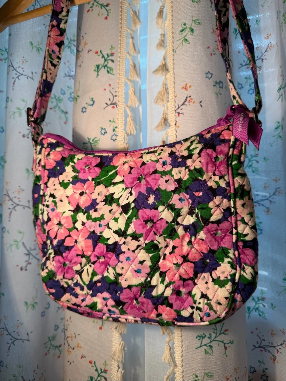 Vera Bradley Floral Crossbody Shoulder Bag - Pink & Black